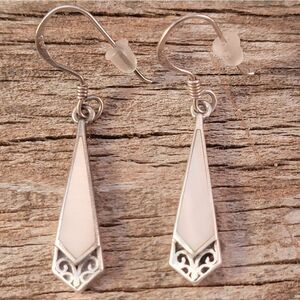 BOMA Sterling Pink Inlaid MOP Marcasite Dangle Drop Earrings